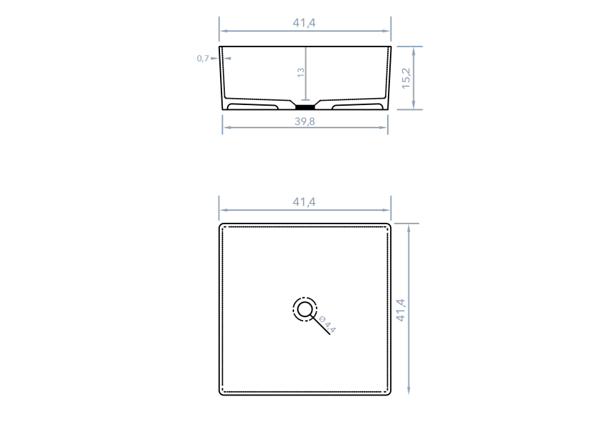 Lavabo sobre encimera Cyro Bruntec croquis 2