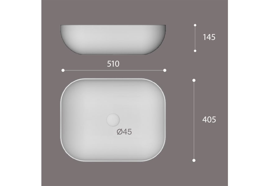 Lavabo sobre encimera de ArtandBath 42x42x13 de cerámica Eume