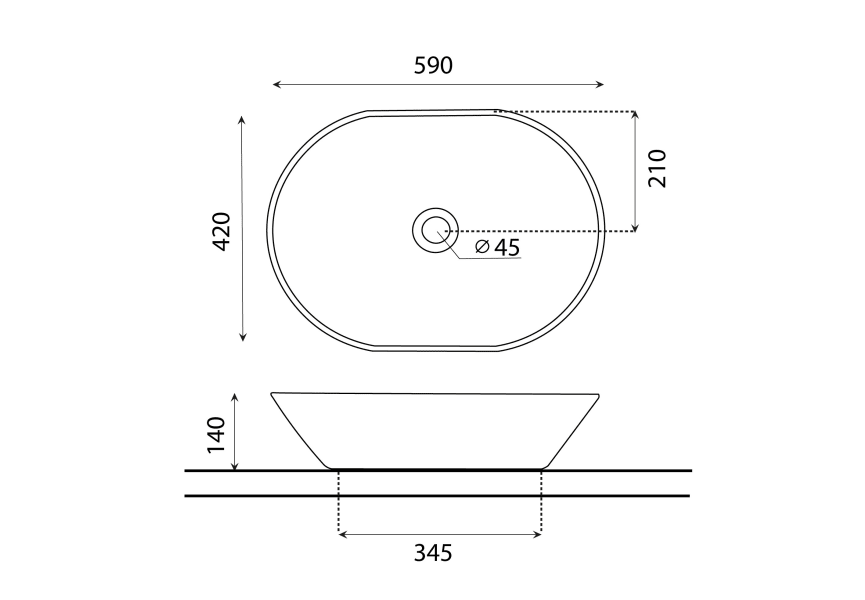Lavabo sobre encimera New Toulouse Bathco croquis 4
