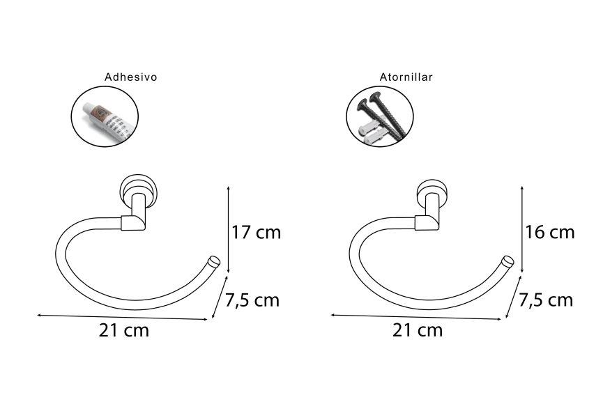 Toallero aro de baño Tau Mediterránea del baño croquis 1