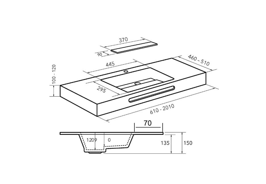 Lavabo suspendido Miami Bruntec croquis 5