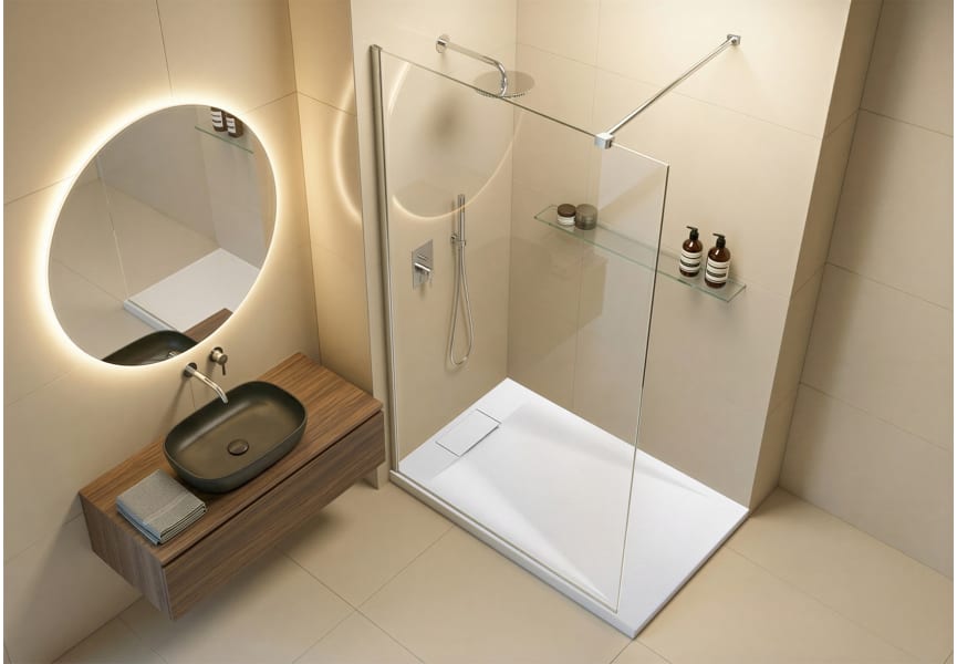 Kit plato de ducha con mampara Alana Bruntec detalle 3