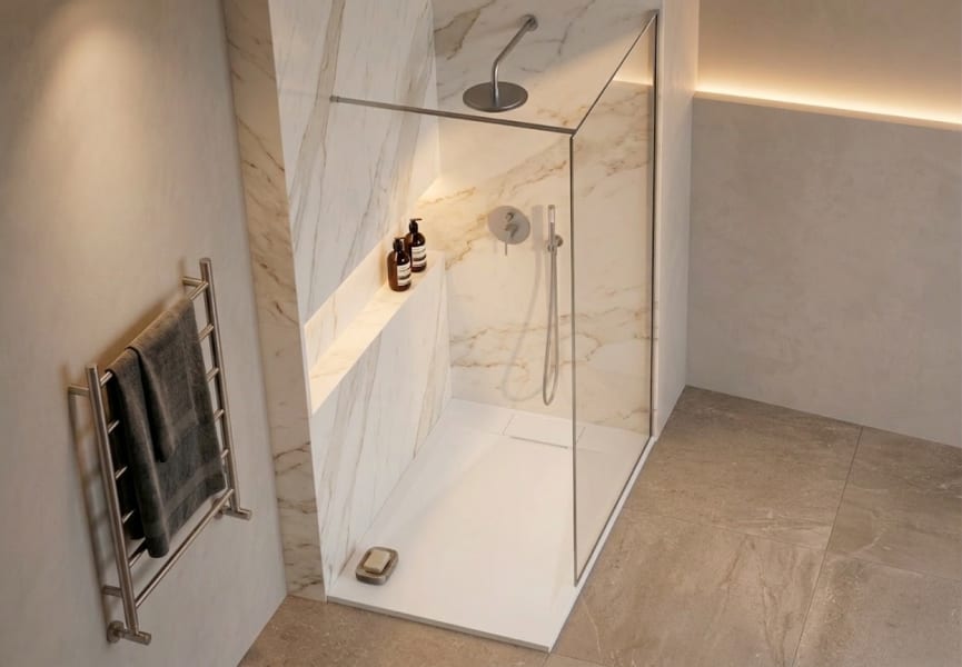 Kit plato de ducha con mampara Alana Bruntec detalle 1