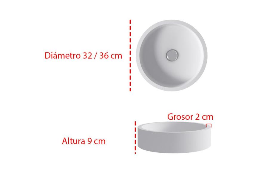 Lavabo sobre encimera Coso Bruntec croquis 1