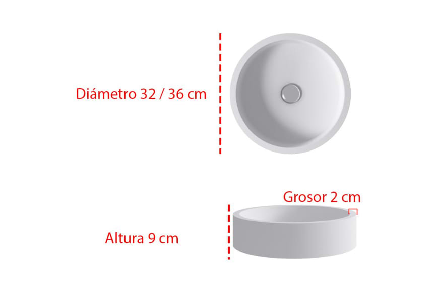 Lavabo sobre encimera Coso Bruntec croquis 1