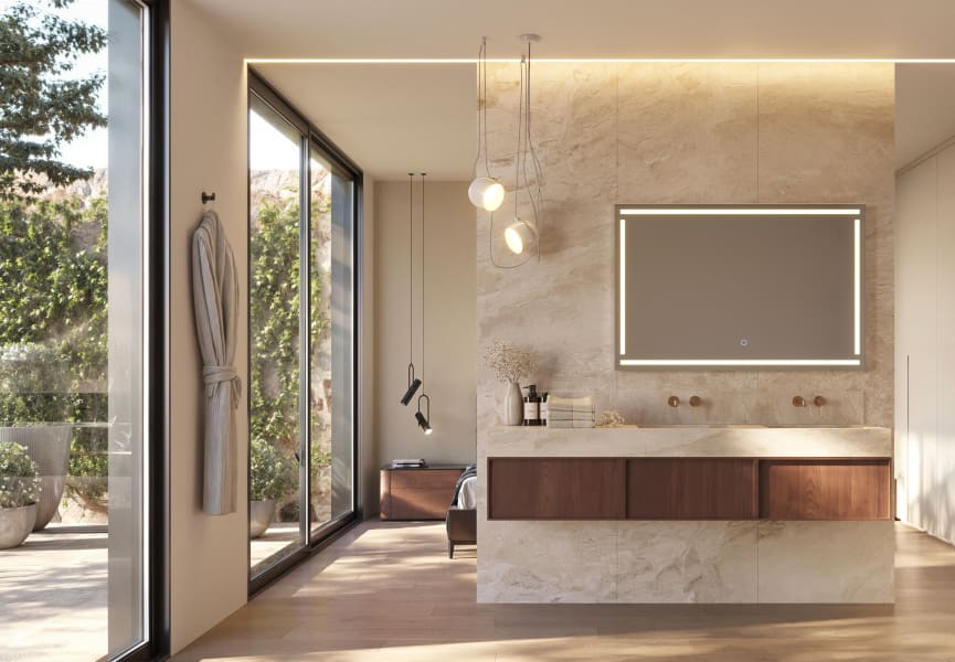Espejo de baño con luz LED Luna gris Viena Ledimex ambiente 4
