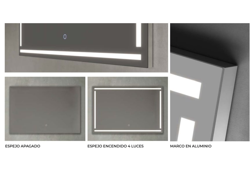 Espejo de baño con luz LED Luna gris Viena Ledimex detalle 2