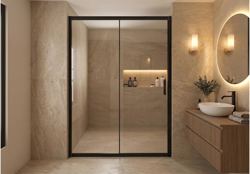 Mampara de ducha Sabik perfil negro Bruntec principal 0