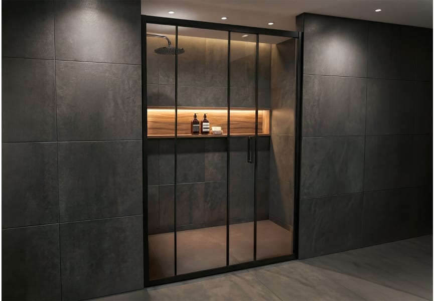 Mampara de ducha Sabik perfil negro Bruntec ambiente 7