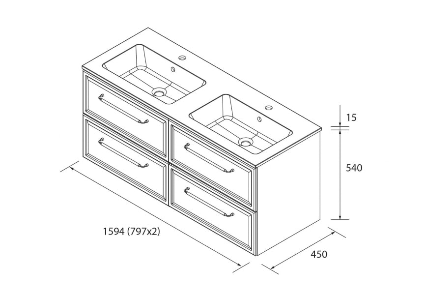 Conjunto mueble de baño Runa Salgar croquis 16