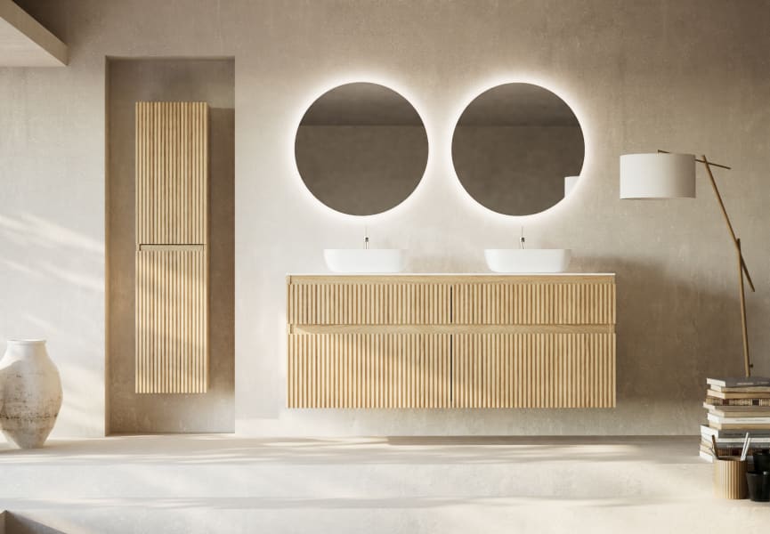 Mueble de baño madera maciza ranurada Alpes 9 Bruntec principal 1