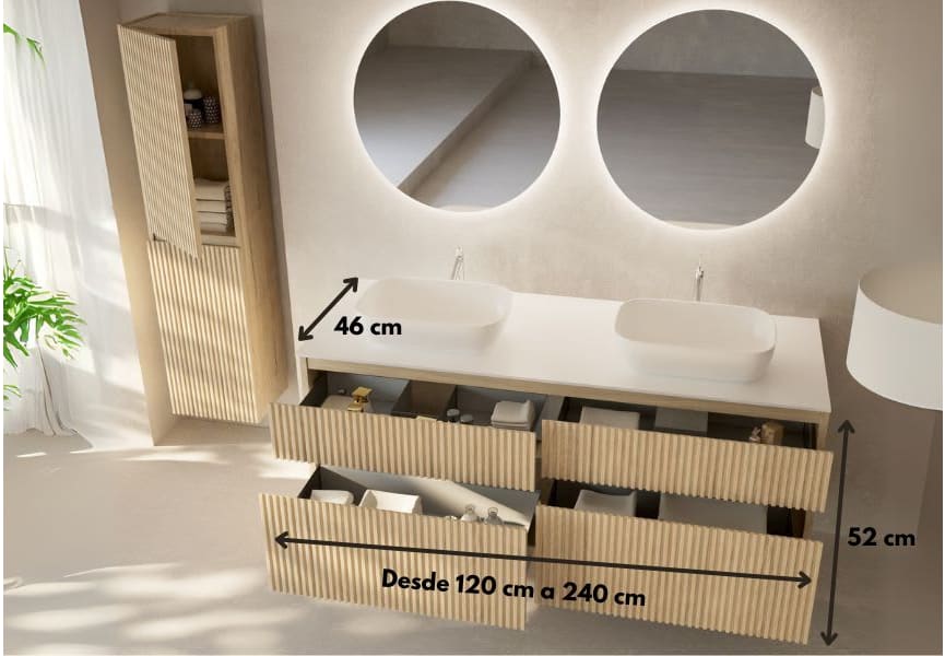 Mueble de baño madera maciza ranurada Alpes 9 Bruntec croquis 4