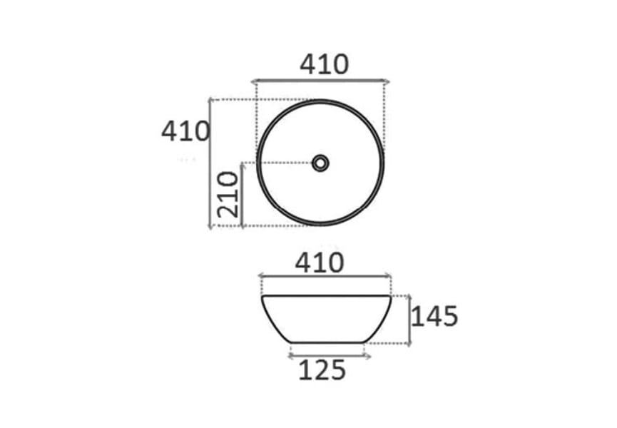 Lavabo sobre encimera Capri Bruntec croquis 4