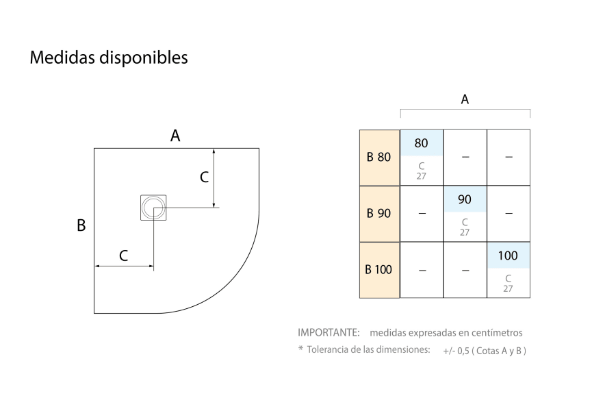 Plato de ducha de resina Orbis de Bruntec croquis 8
