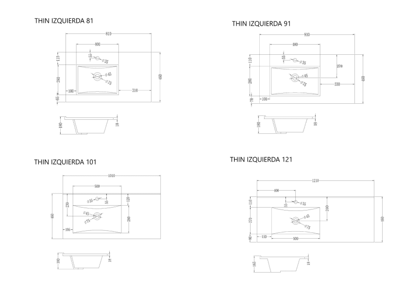 Lavabo encastrado Thin Art and Bath croquis 1