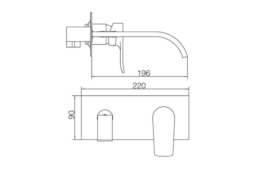 Grifo de lavabo empotrado Malta Imex croquis 2