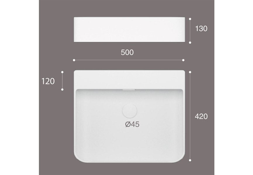 Lavabo suspendido fondo reducido Eume Art and Bath croquis 1