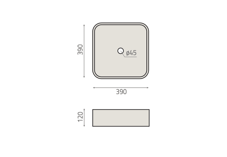 Lavabo sobre encimera Fontibre BHD croquis 2