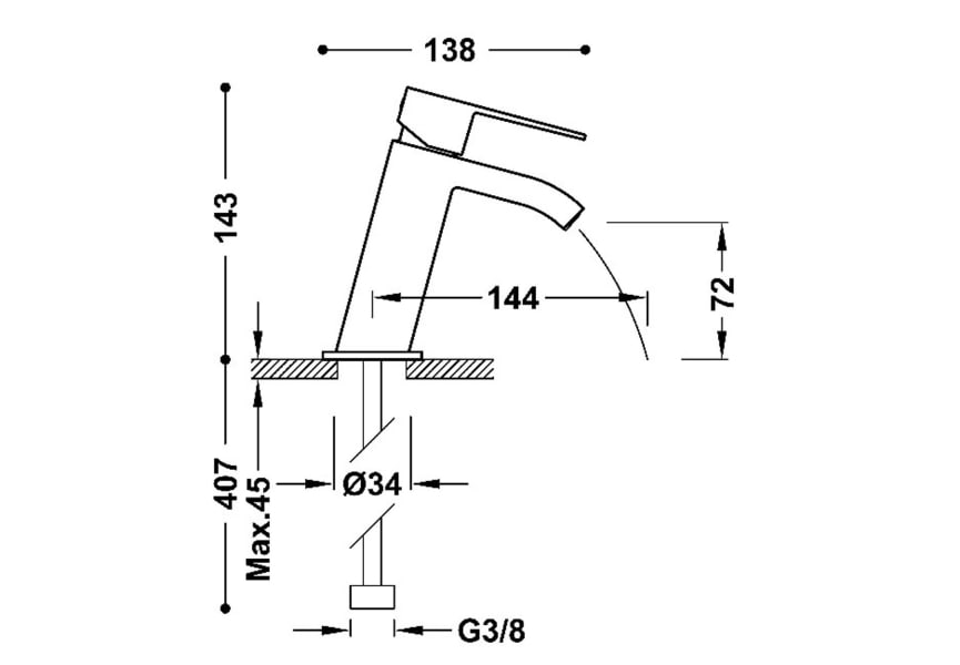 Grifo de lavabo Cuadro Tres croquis 6