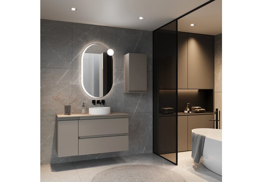 Mueble de baño MDF lacado con encimera de madera Vilma Bruntec principal 0