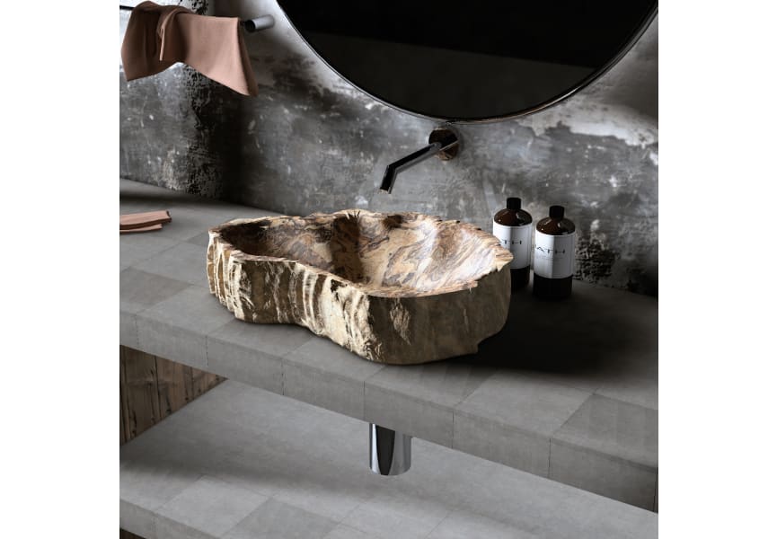 Lavabo sobre encimera de ArtandBath de piedra de río Akutan