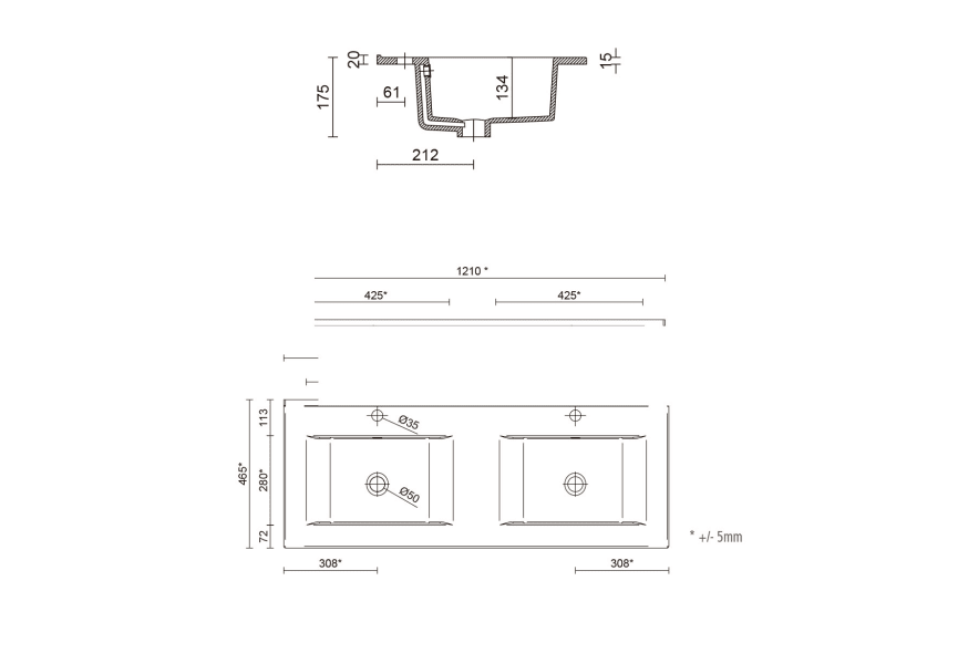 Conjunto mueble de baño Attila Salgar croquis 15