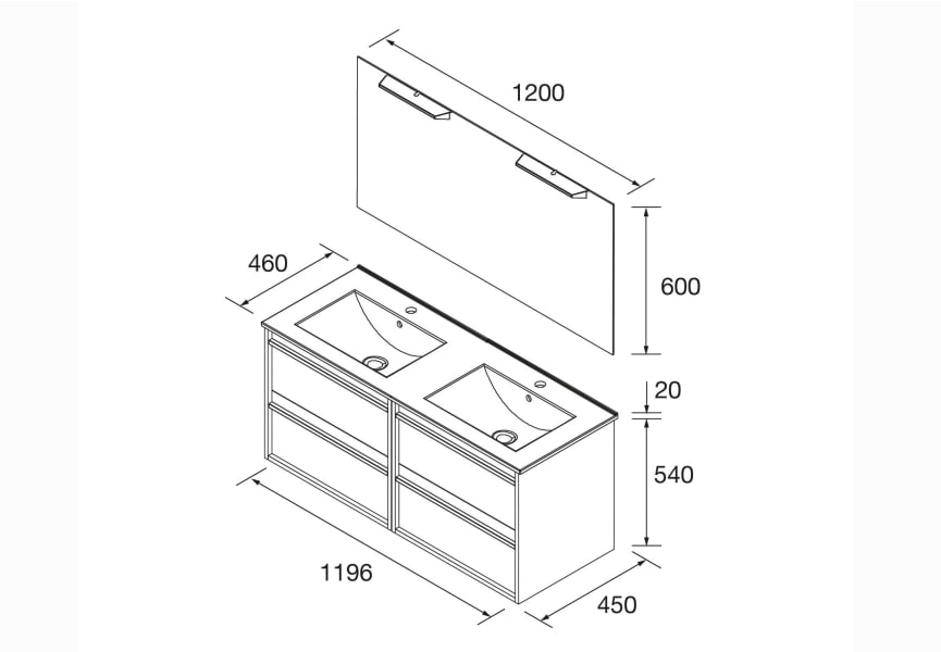Conjunto mueble de baño Attila Salgar croquis 14