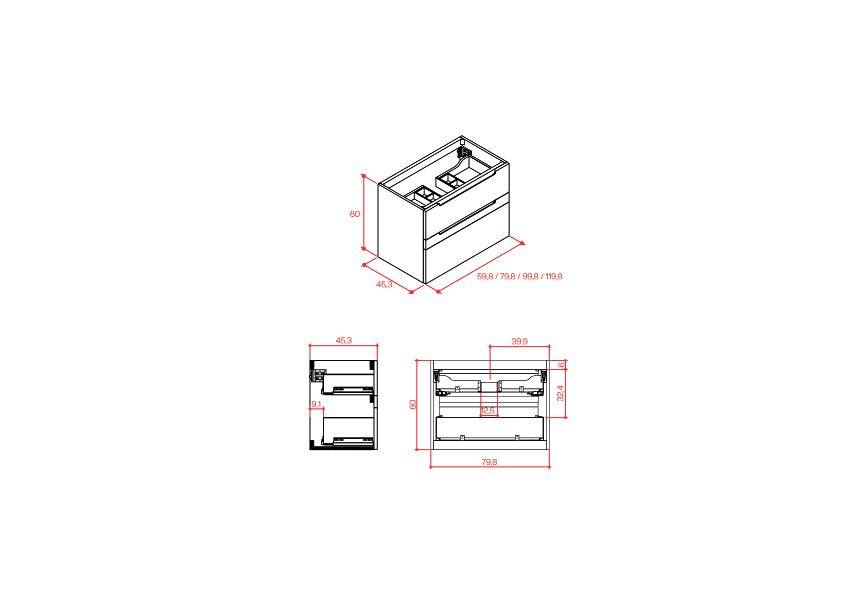 Conjunto mueble de baño Marsala Grupo Seys croquis 3