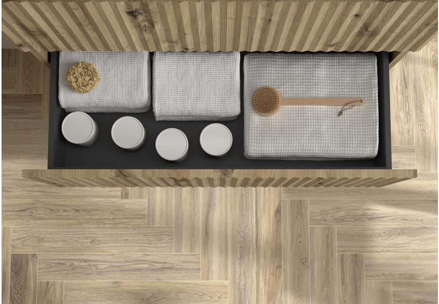 Conjunto mueble de baño Kira Salgar con lavabo sobre encimera principal 4