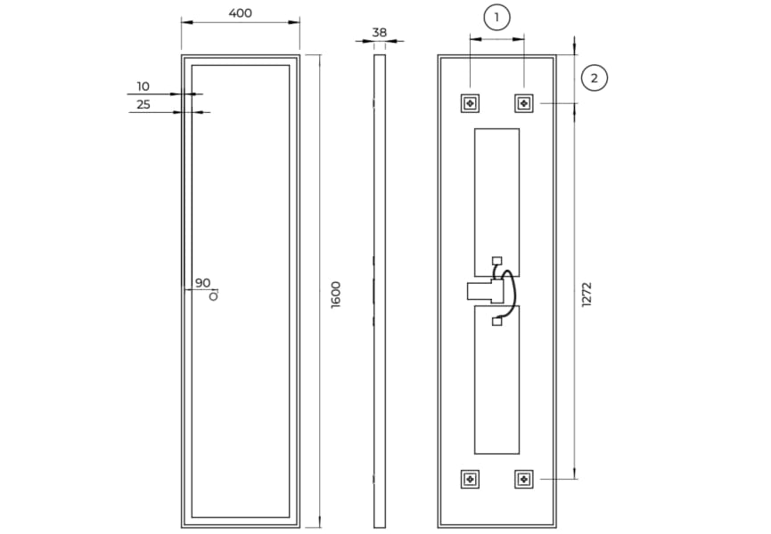 Espejo de baño con luz LED New York Ledimex croquis 12