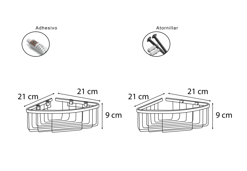 Estante para ducha 600 Bruntec croquis 1