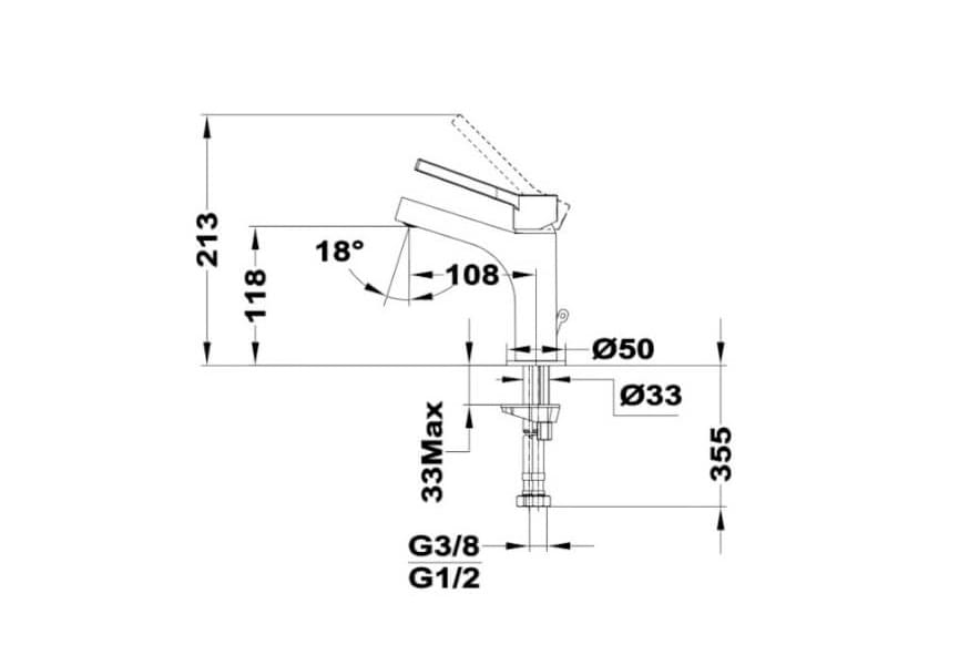 Grifo de lavabo L Dessin Strohm Teka croquis 2