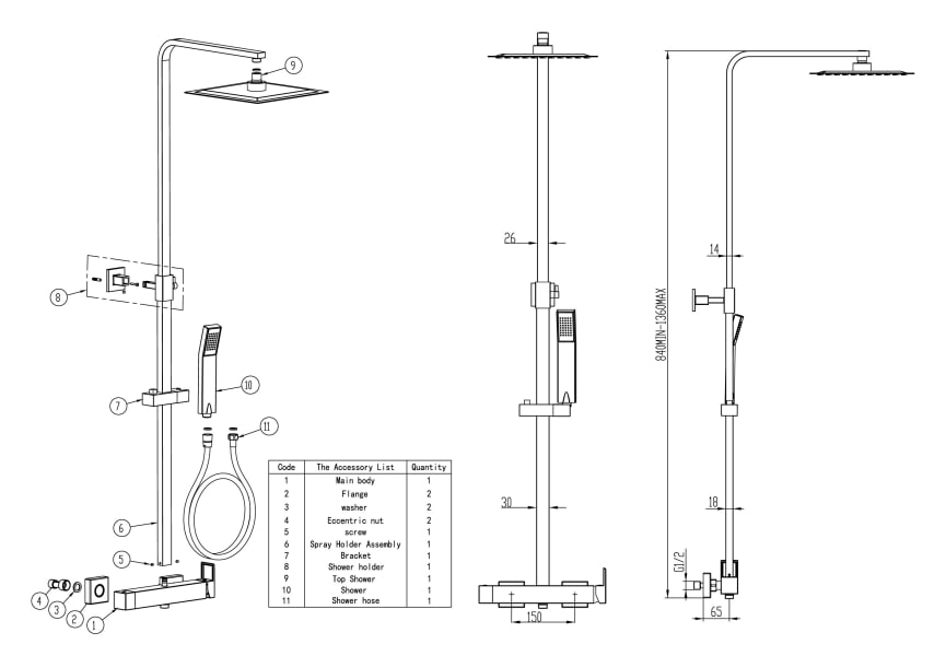 Conjunto de ducha Inverter C GME croquis 7