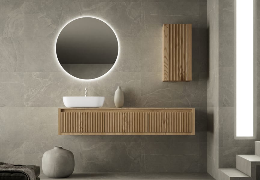 Mueble de baño madera maciza con encimera de madera Alpes 20 Bruntec principal 0