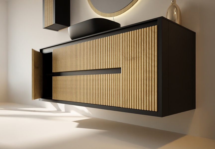 Mueble de baño con encimera de madera maciza Alpes 13 Bruntec detalle 4