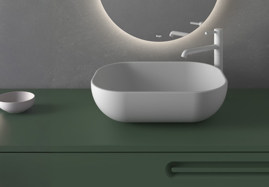 Mueble de baño con encimera de madera Econic Royo detalle 5