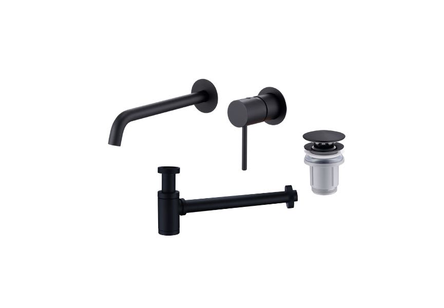 Pack Grifo de lavabo empotrado Monza + Válvula click-clack + Sifón visto redondo de Imex principal 1