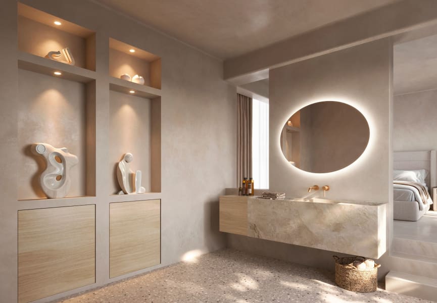 Espejo de baño con luz LED Oval Ledimex ambiente 6