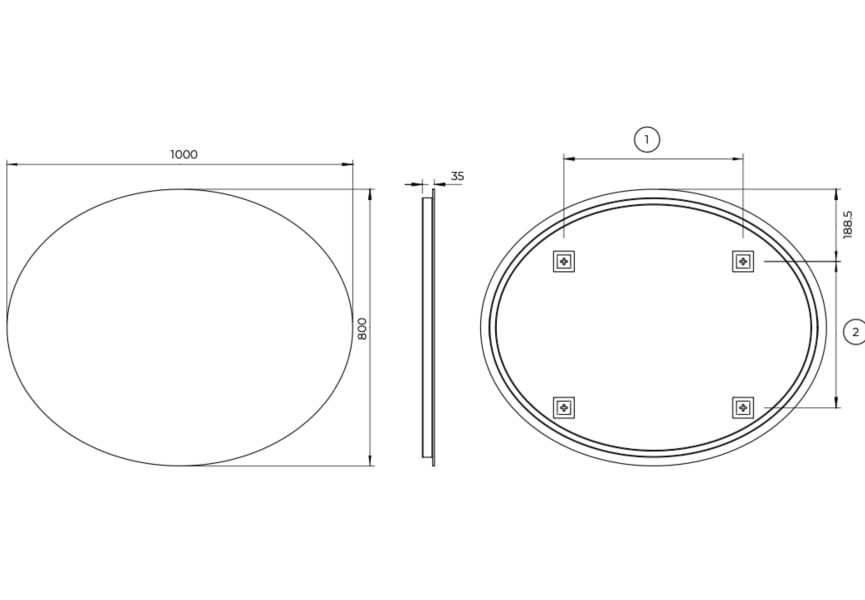 Espejo de baño con luz LED Oval Ledimex croquis 9