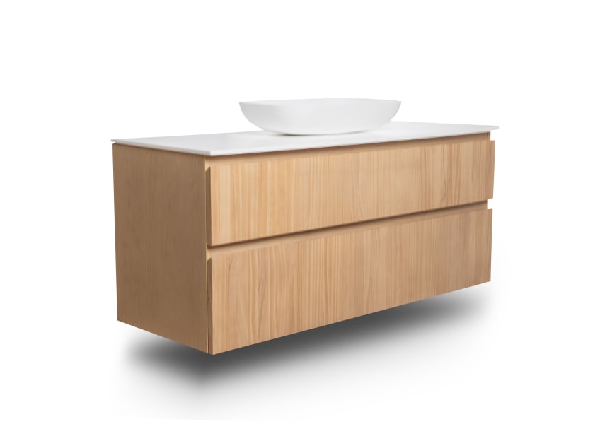 Mueble de baño madera maciza con encimera de Solid surface Alpes 1 Bruntec detalle 2