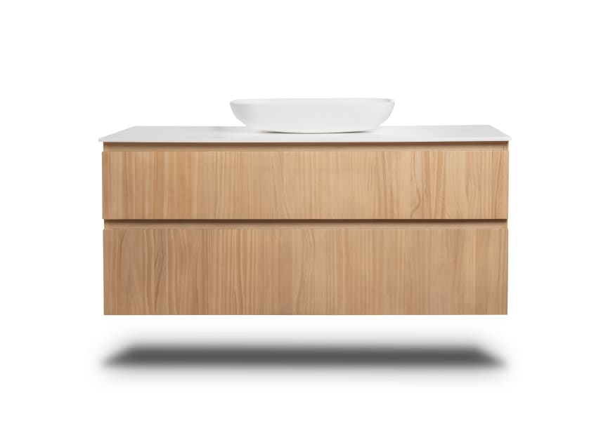 Mueble de baño madera maciza con encimera de Solid surface Alpes 1 Bruntec detalle 3