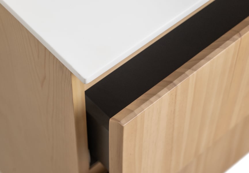 Mueble de baño madera maciza con encimera de Solid surface Alpes 1 Bruntec detalle 5