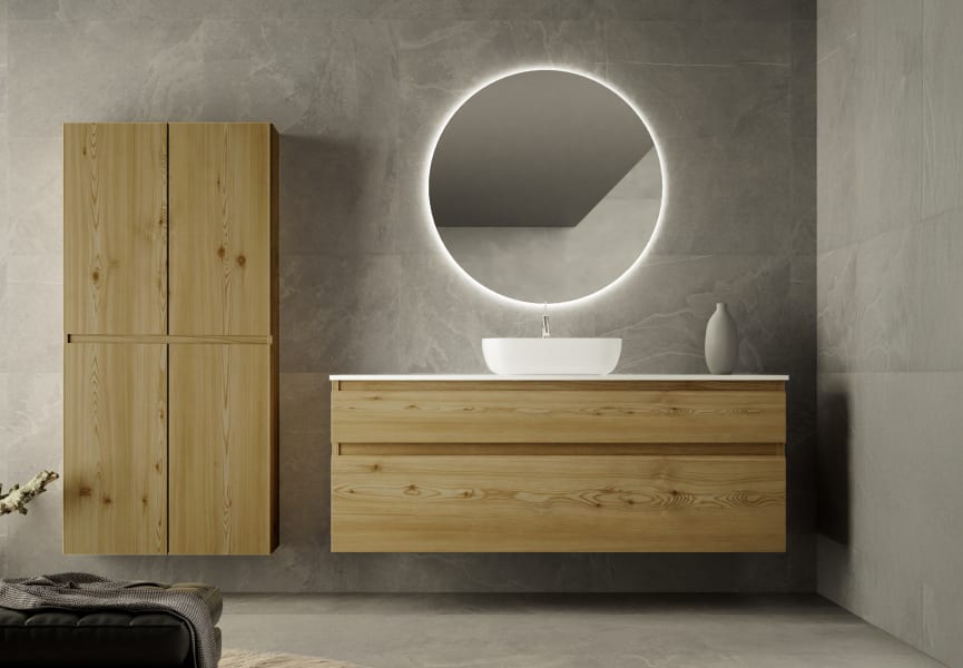 Mueble de baño madera maciza con encimera de Solid surface Alpes 1 Bruntec principal 0