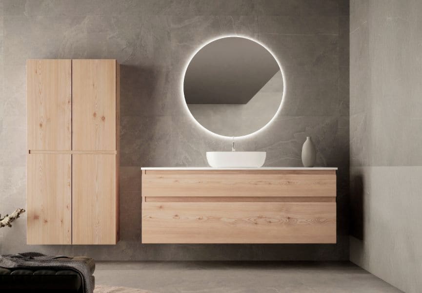 Mueble de baño madera maciza con encimera de Solid surface Alpes 1 Bruntec principal 1