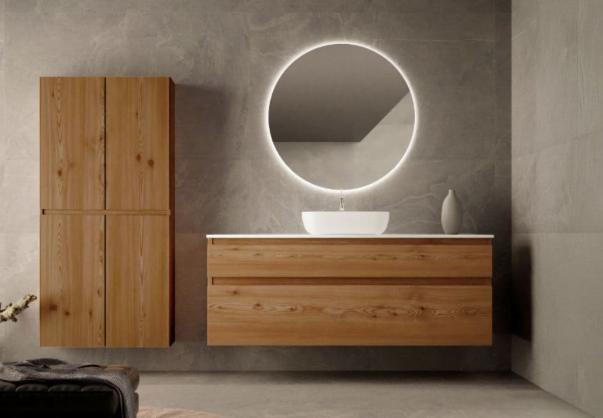 Mueble de baño madera maciza con encimera de Solid surface Alpes 1 Bruntec principal 0