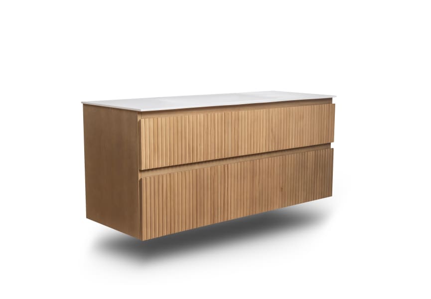 Conjunto de mueble de baño de madera maciza palilleria Alpes 2 Bruntec detalle 2