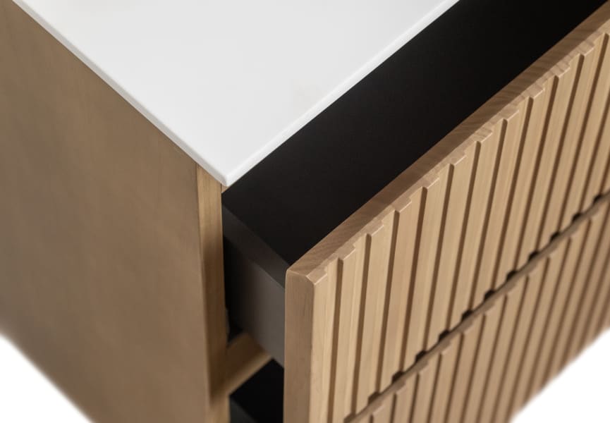 Conjunto de mueble de baño de madera maciza palilleria Alpes 2 Bruntec detalle 5