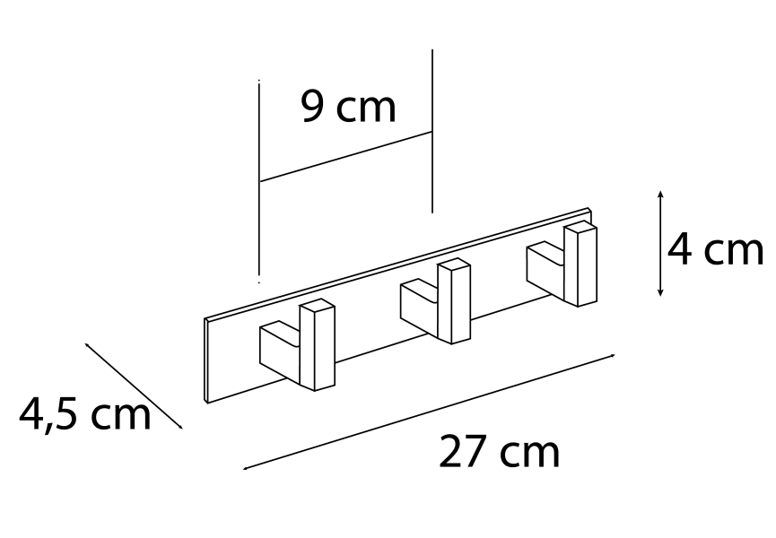 Percha triple 603 Mediterránea de Baño croquis 1