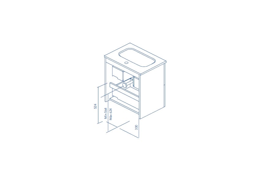 Conjunto completo mueble de baño fondo reducido 35 cm Street Royo Croquis 8