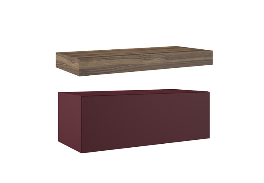 Mueble de baño con encimera de madera 10 cm de altura en color Valenti  con cajonera Nomad Visobath principal 9